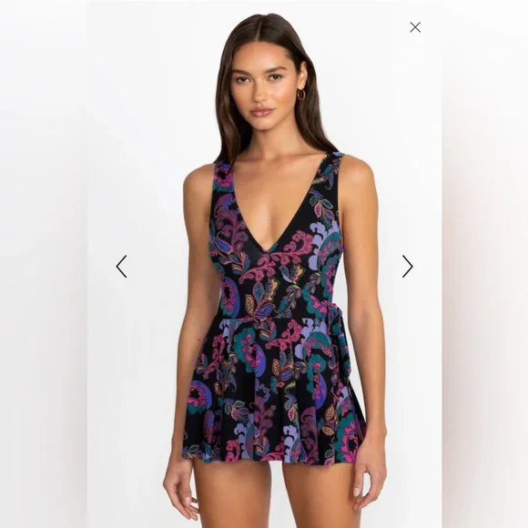 NWT ❤️Johnny Was Fatima Wrap Skirted One Piece Women's Multicolor Swim Dress - Picture 1 of 6